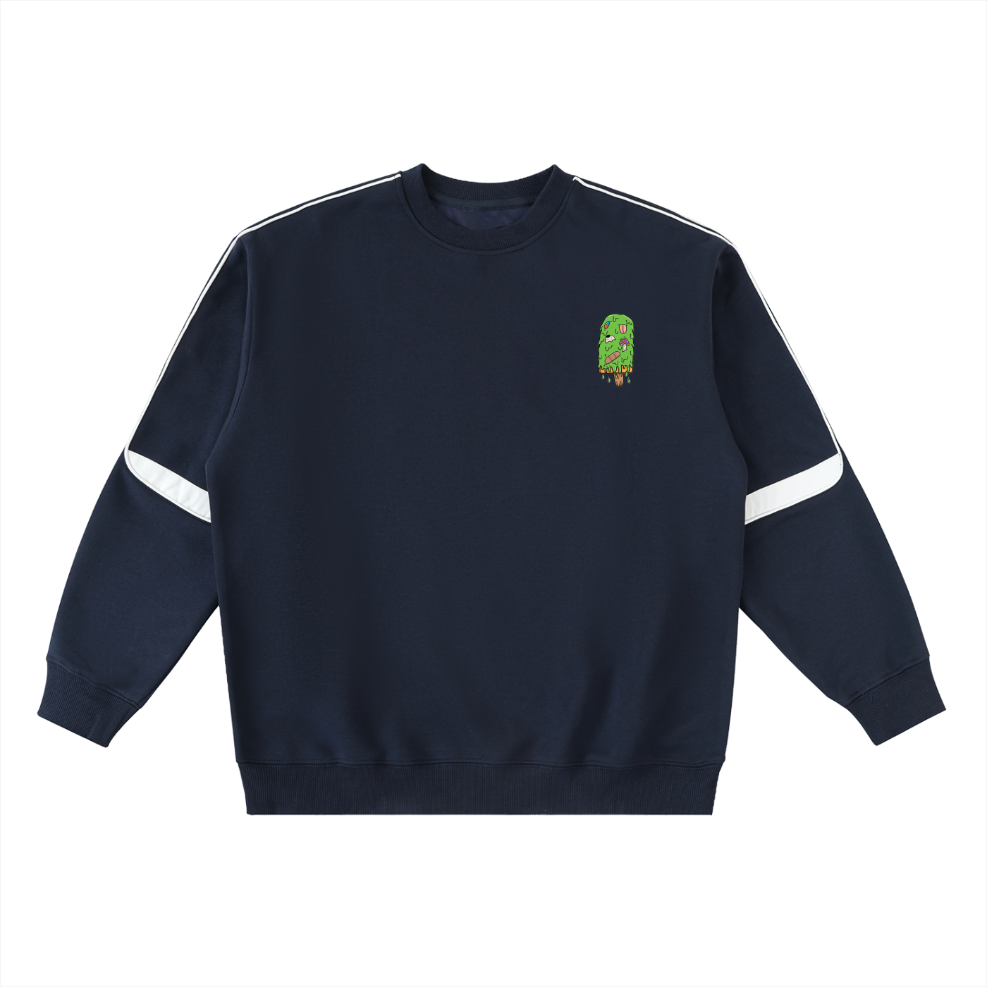 Trippy Ice Cream Art By Kelz Logo Oversized Crewneck Taped Sweatshirt