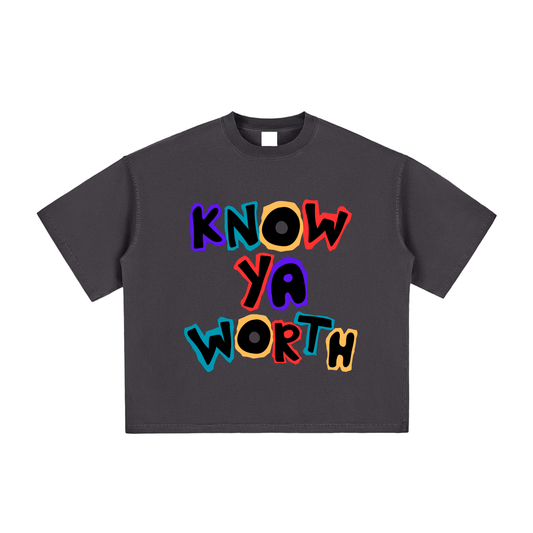 Know Ya Worth 90s Vintage Washed Boxy T-Shirt
