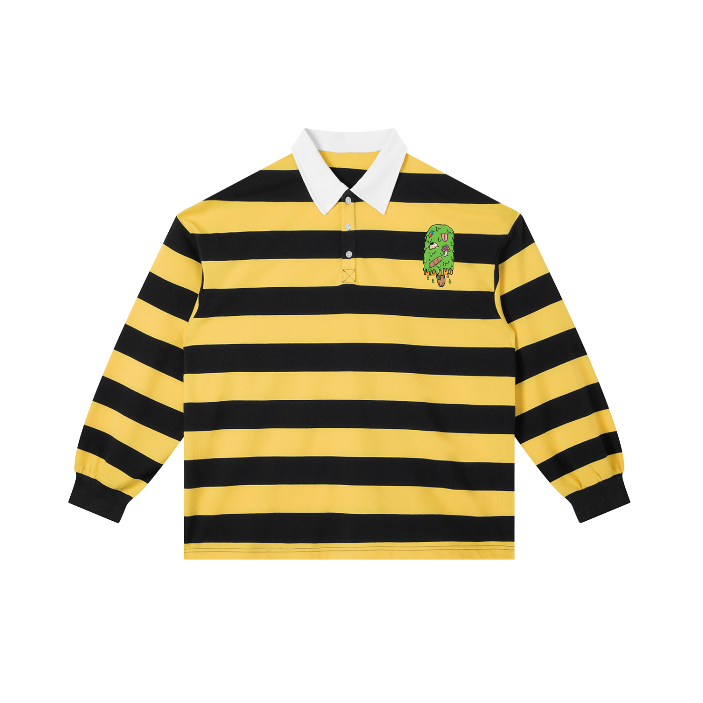 Trippy Ice Cream Color Block Stripe Polo Shirt