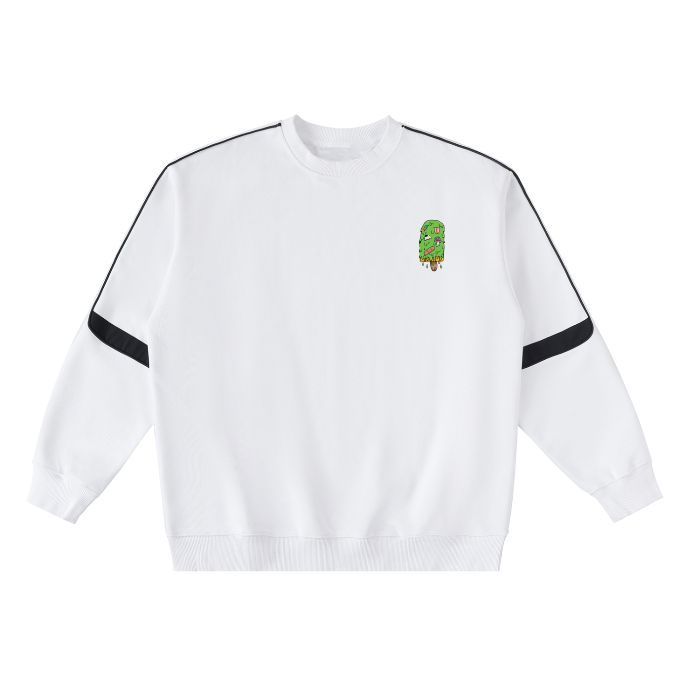 Trippy Ice Cream Art By Kelz Logo Oversized Crewneck Taped Sweatshirt