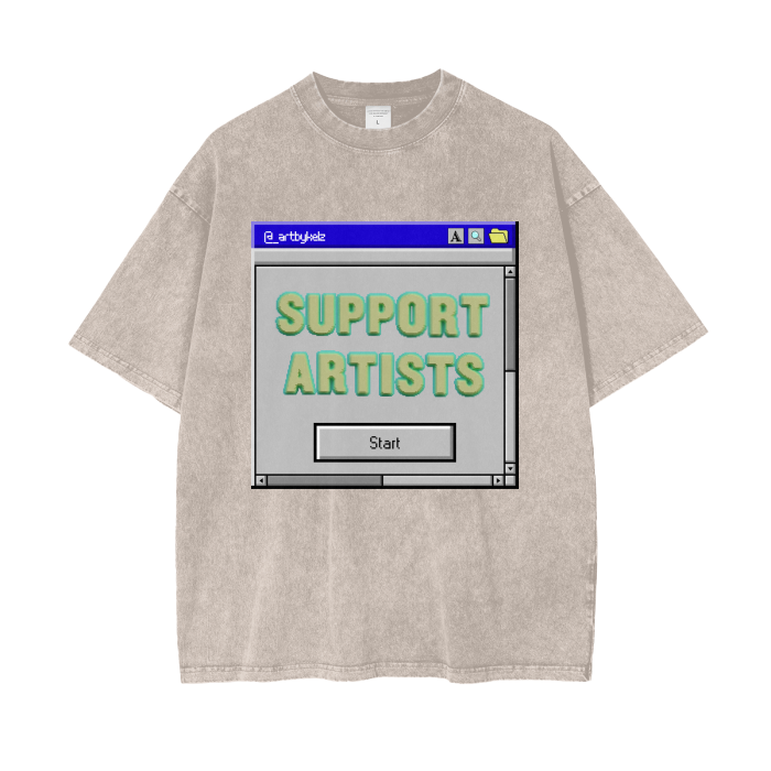 Support Artists Nostalgic Digital Acid Washed Oversized Tees