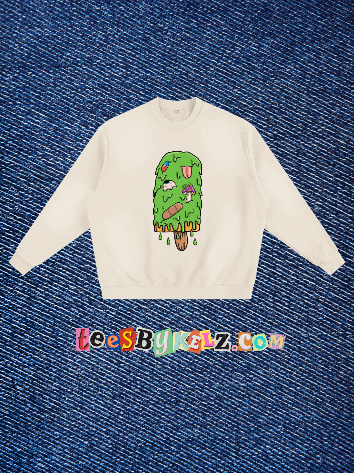 Slime Ice Cream Art By Kelz Sunfade Fleeced Sweatshirt
