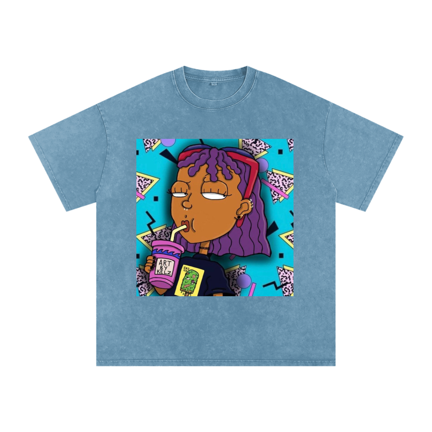 Nostalgia Cartoon Acid Wash Oversize T-Shirt