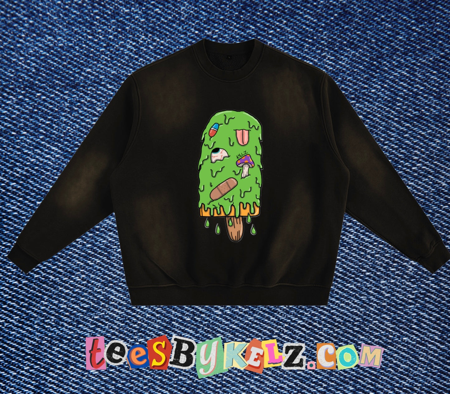 Slime Ice Cream Art By Kelz Sunfade Fleeced Sweatshirt