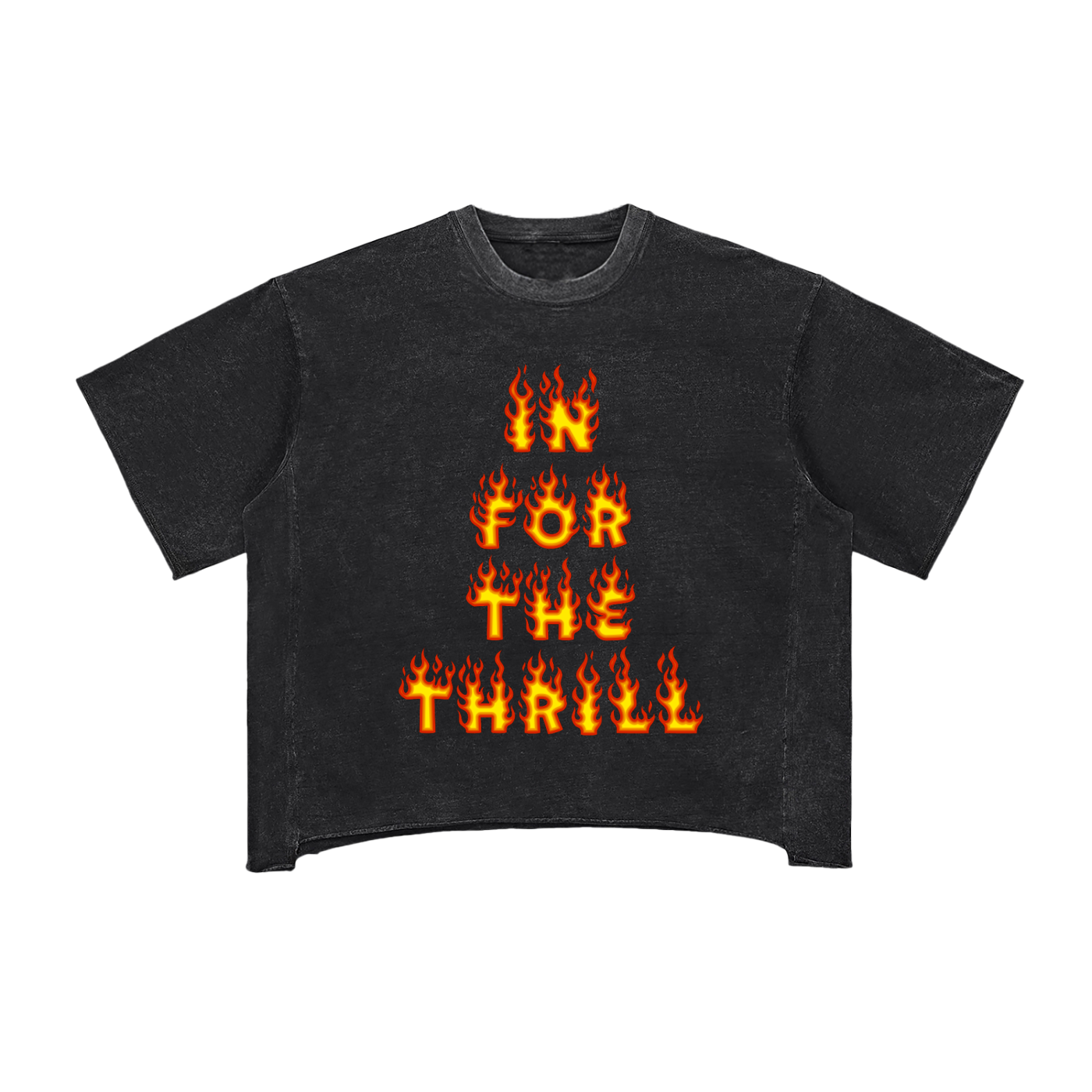 In For The Thrill Flaming Raw Edge Snow Washed Boxy T-Shirt