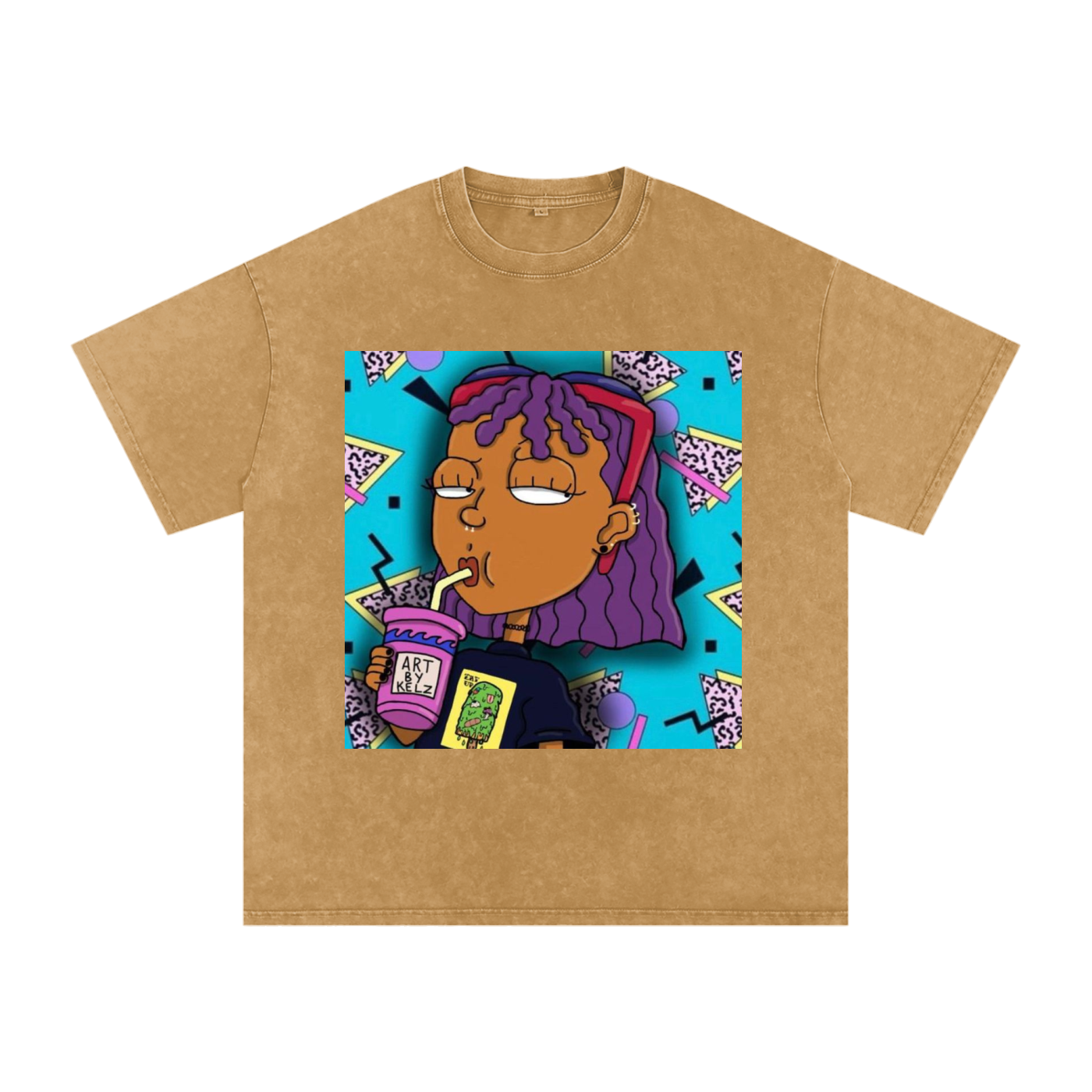 Nostalgia Cartoon Acid Wash Oversize T-Shirt