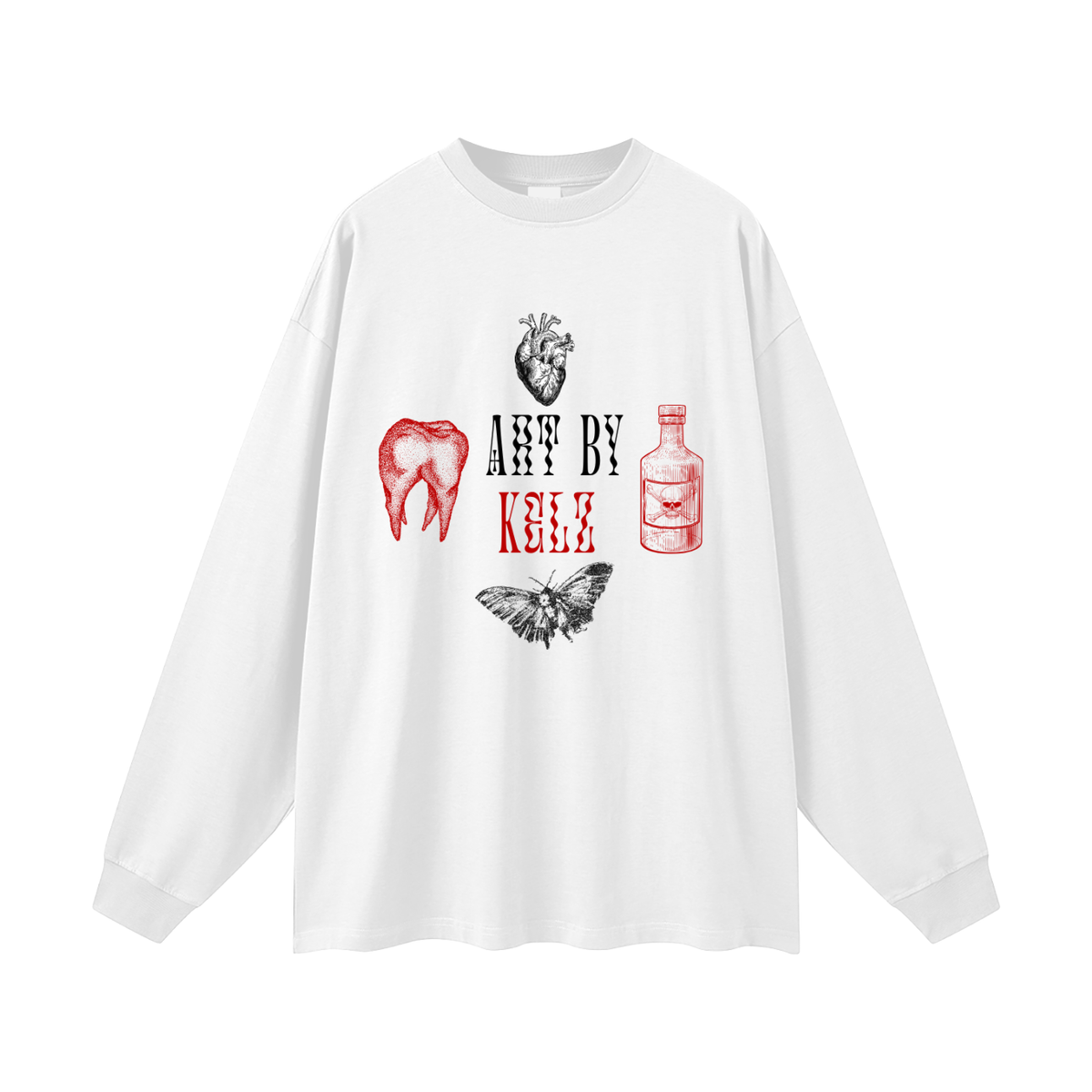 Necro Art By Kelz Oversized Unisex Long Sleeve T-Shirt