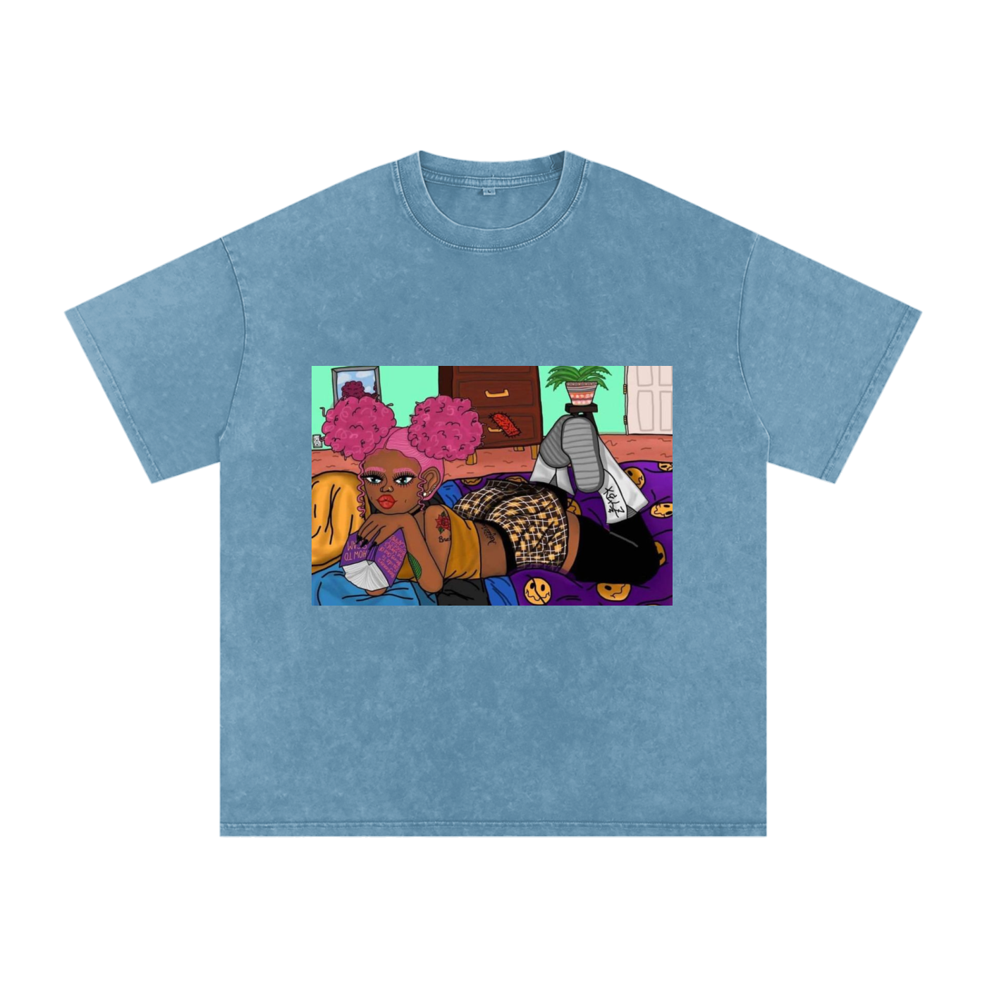 Home Body Girl Acid Wash Oversize T-Shirt