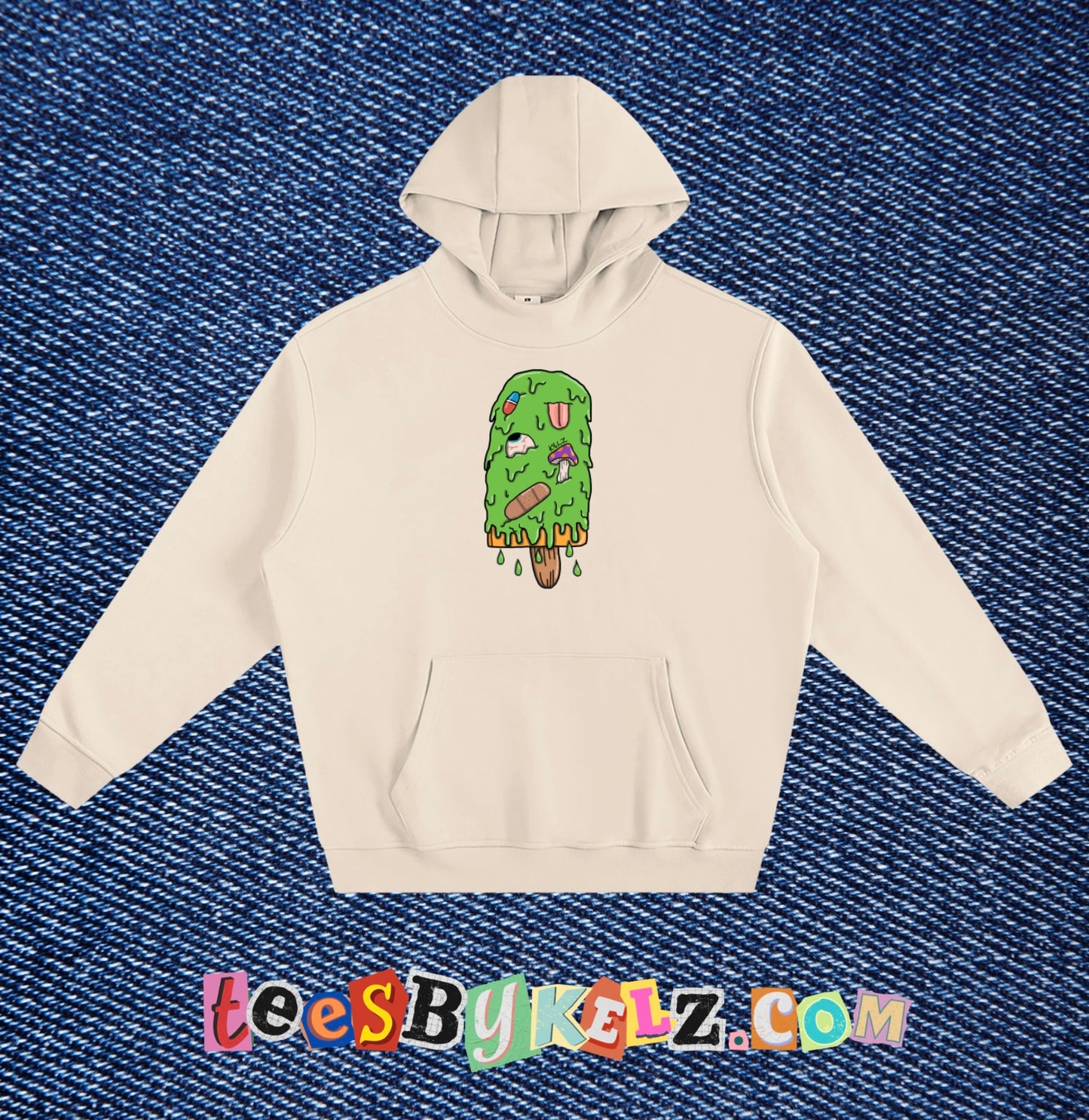Slime Ice Cream Art By Kelz Fleeced High Neck Hoodie