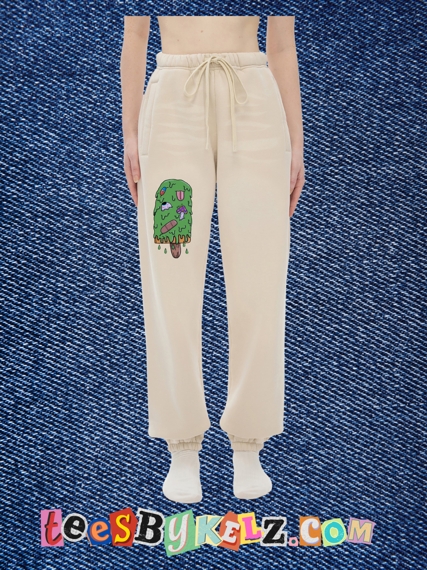 Slime Ice Cream Art By Kelz Logo Sunfade Fleeced UNISEX  Sweatpants