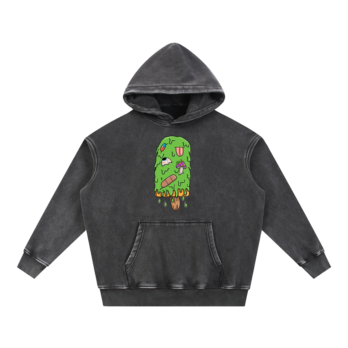 Art By Kelz Slime Ice Cream Snow Wash Fleece Oversize Hoodie