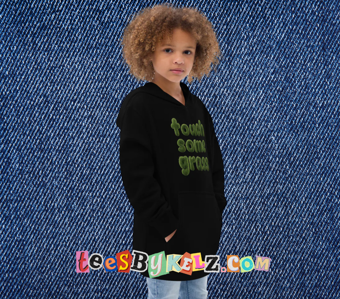 Touch Some Grass Kids fleece hoodie