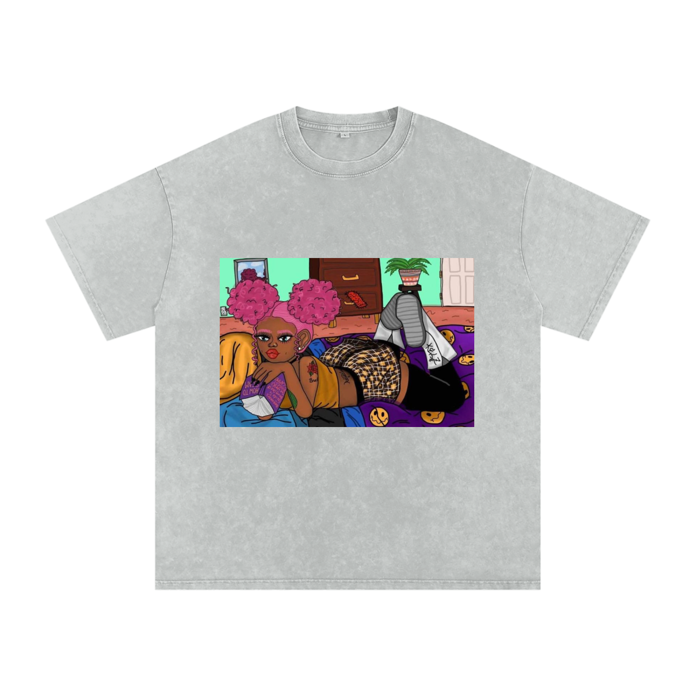 Home Body Girl Acid Wash Oversize T-Shirt