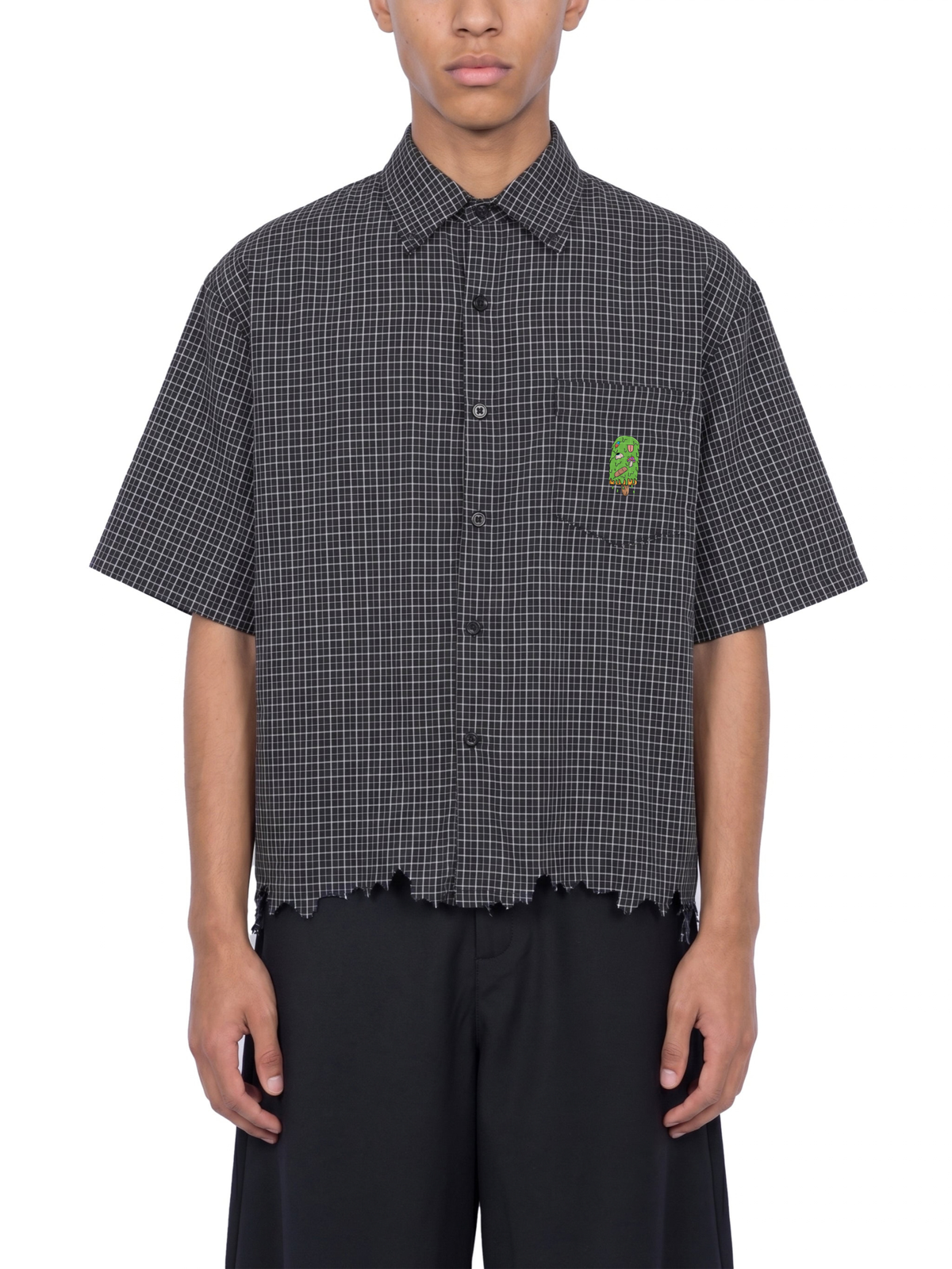 Art By Kelz Logo Unisex Distressed Plaid Boxy Shirt