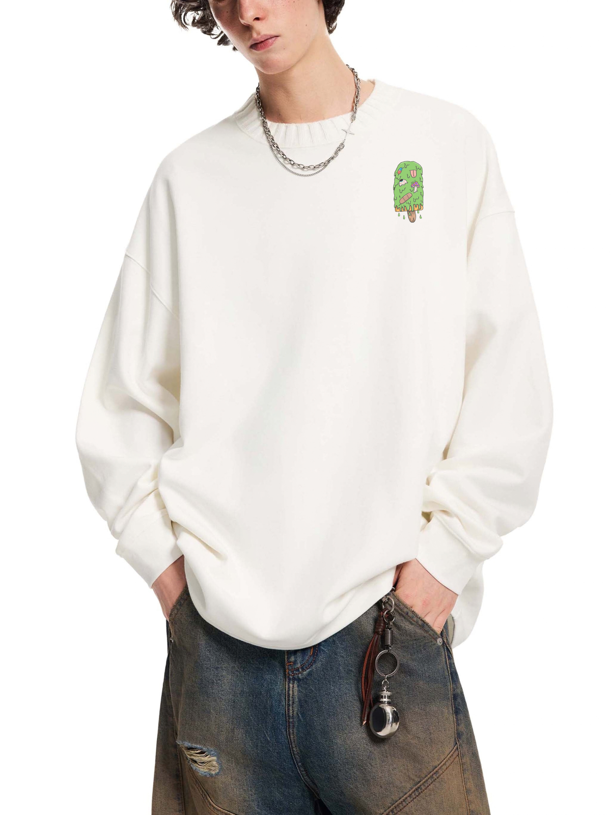 Art By Kelz Logo Knitted Round Neck Oversize Sweatshirt