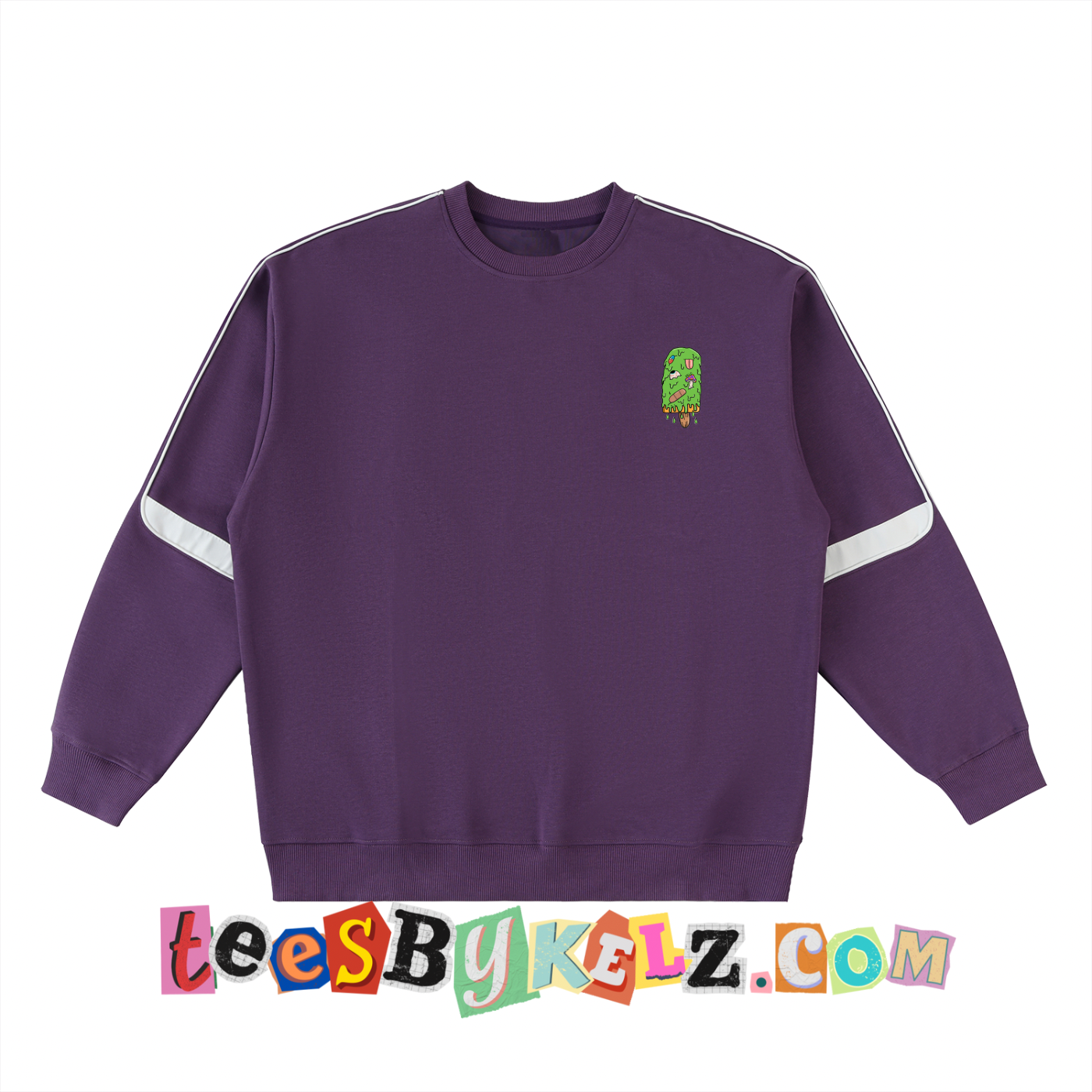 Trippy Ice Cream Art By Kelz Logo Oversized Crewneck Taped Sweatshirt