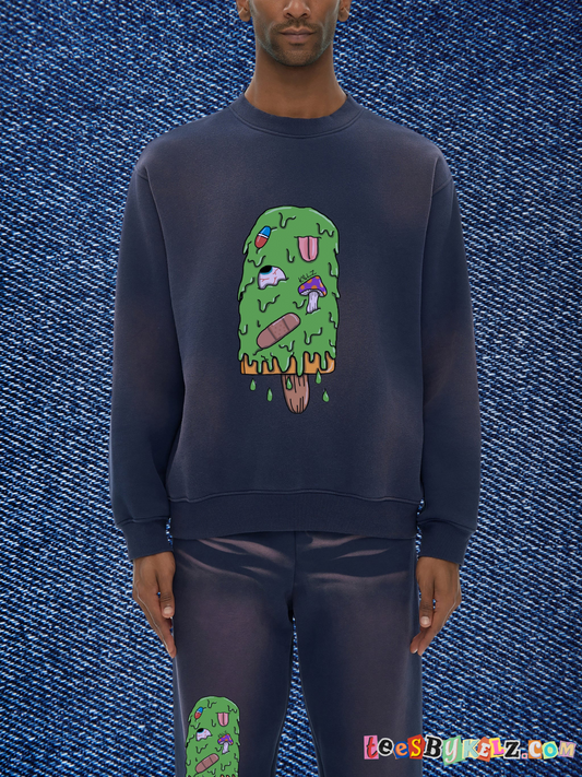 Slime Ice Cream Art By Kelz Sunfade Fleeced Sweatshirt