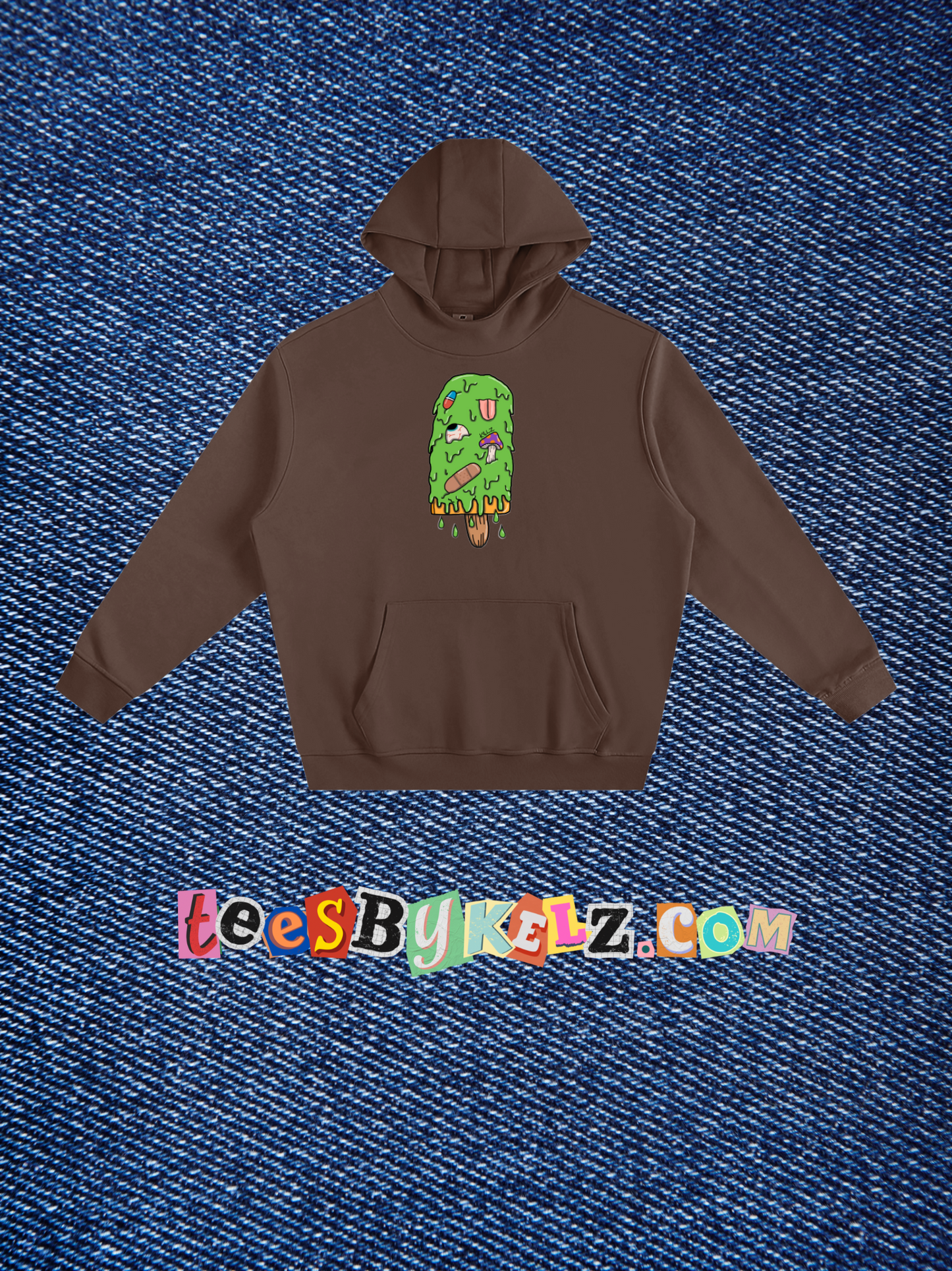 Slime Ice Cream Art By Kelz Fleeced High Neck Hoodie