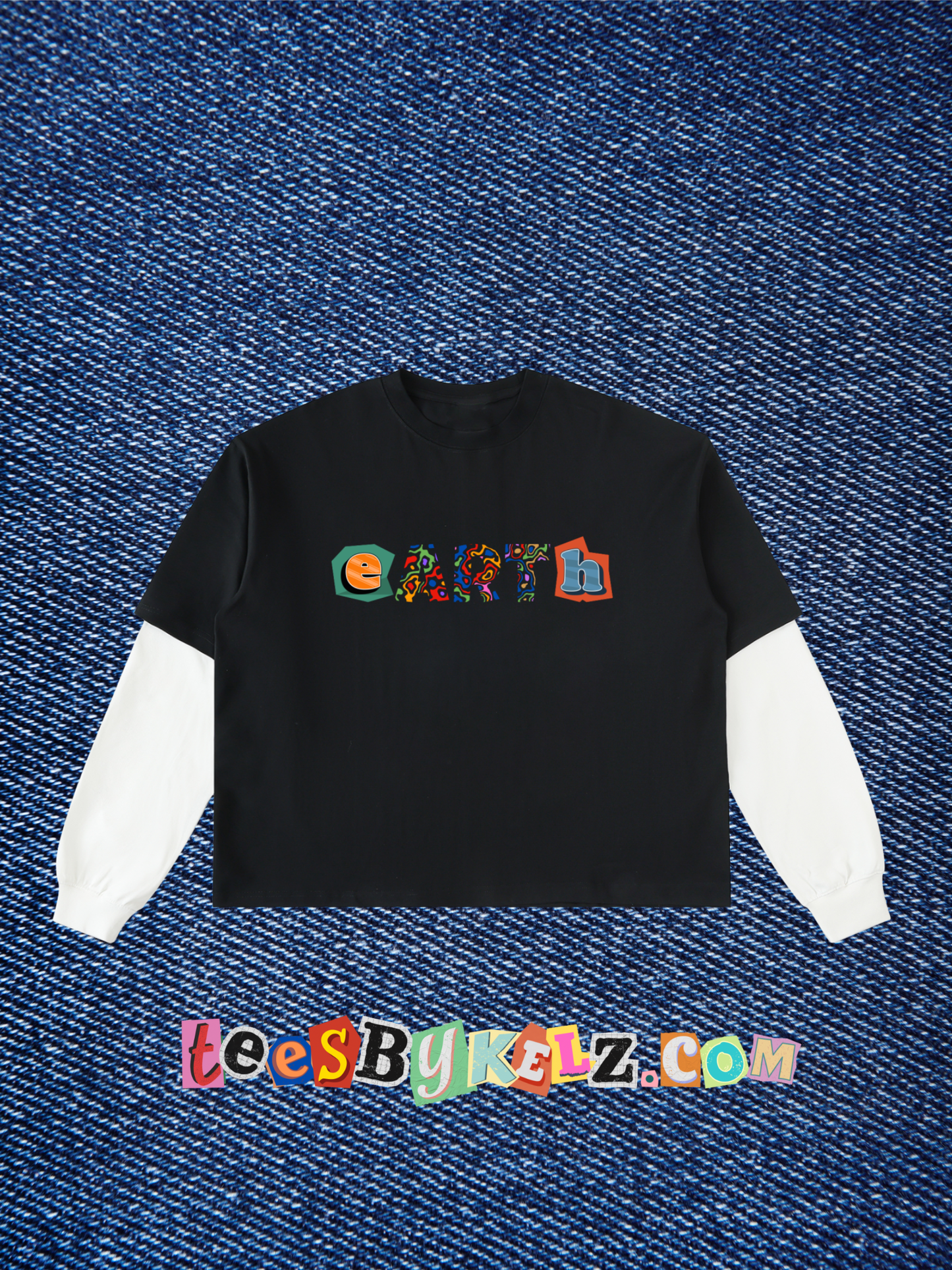 eARTh Layered Contrast Sleeve Cotton T-Shirt