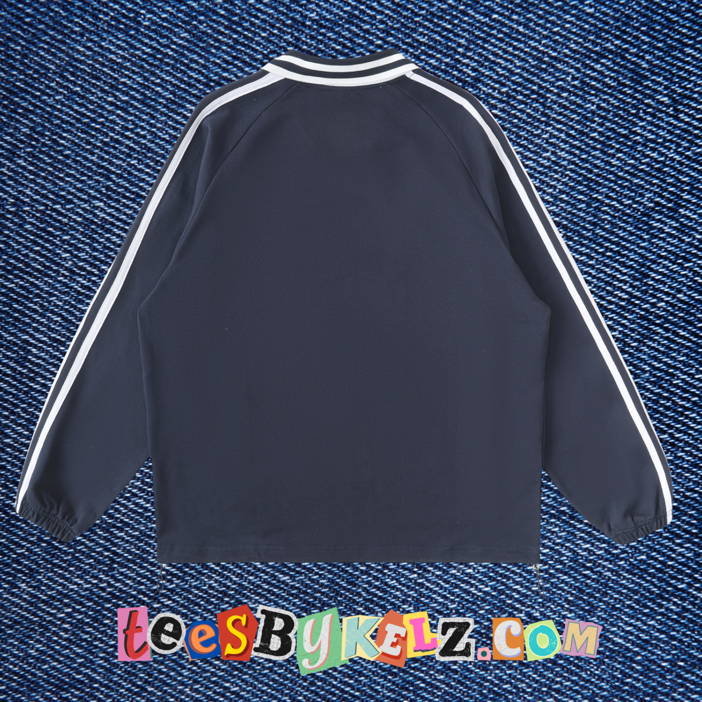 Slime Art By Kelz Ice Cream Logo Contrast Striped Lapel Collar Sweatshirt
