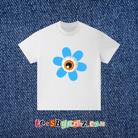 Kids Blue Eyeball Flower Pure Cotton Essential T-Shirt