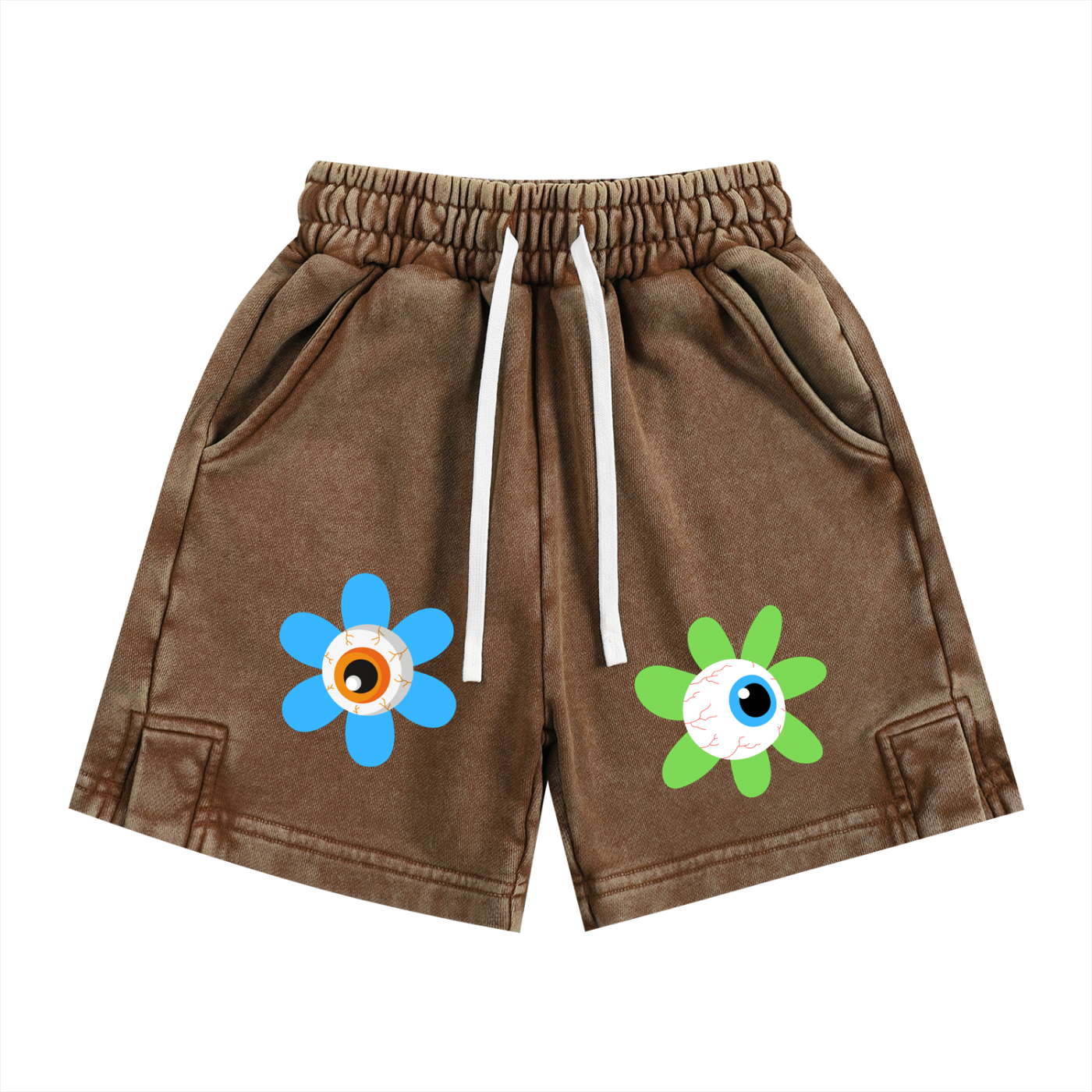 Kids' Eyeball Flowers Snow Washed Shorts