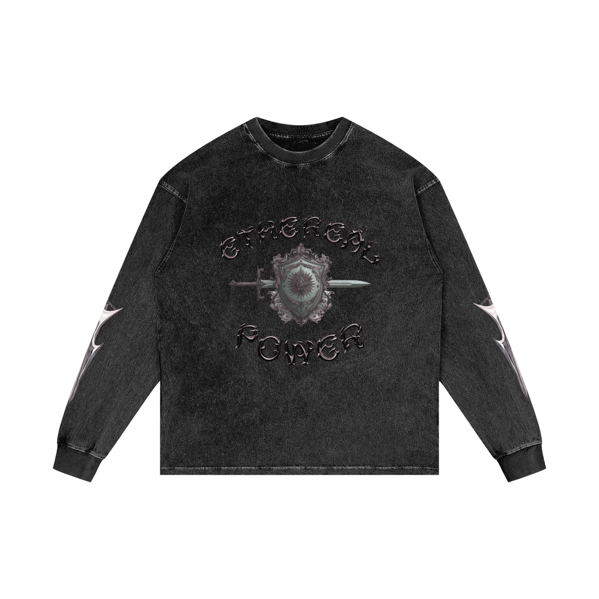 Ethereal Power Acid Wash Oversize Long Sleeve T-Shirt