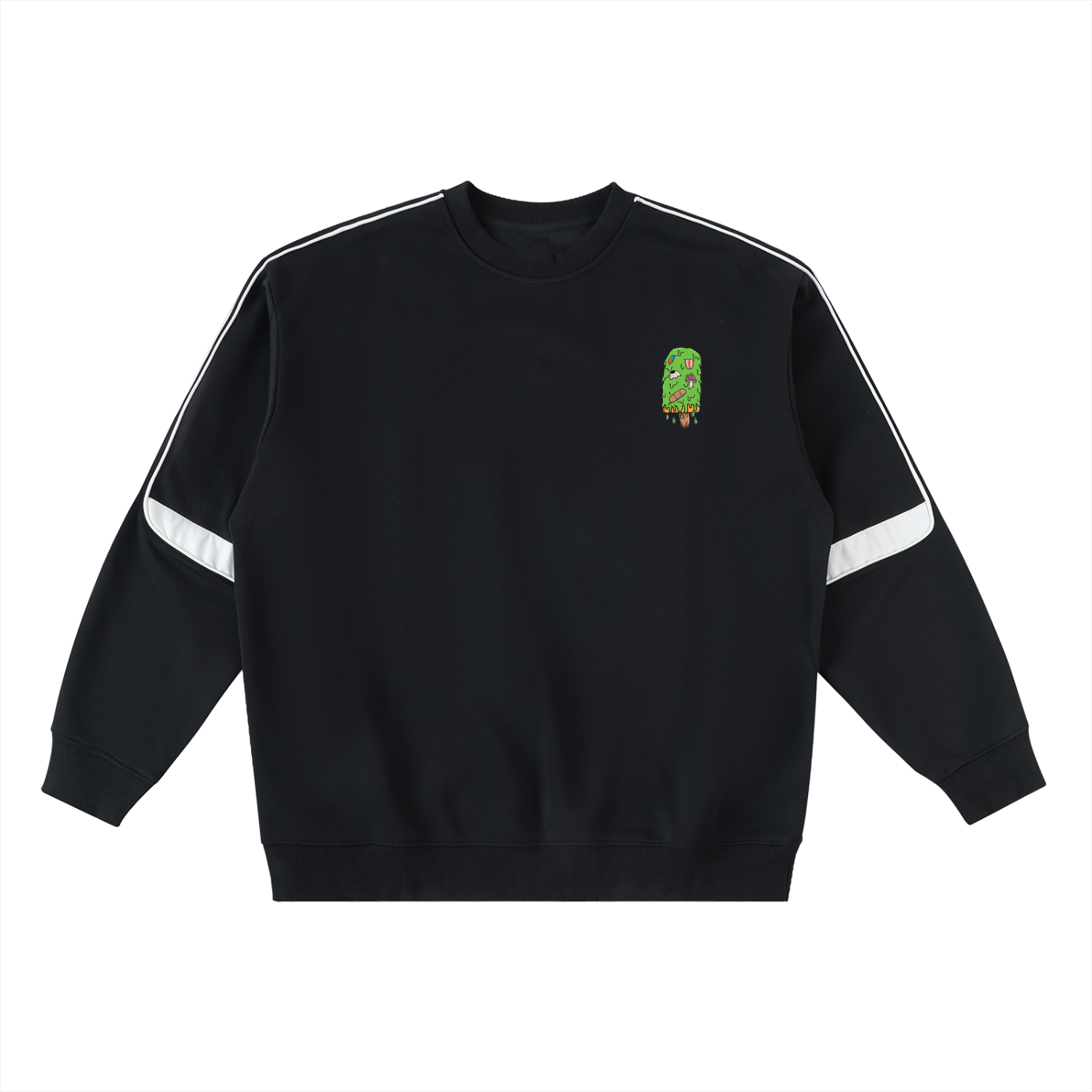 Trippy Ice Cream Art By Kelz Logo Oversized Crewneck Taped Sweatshirt