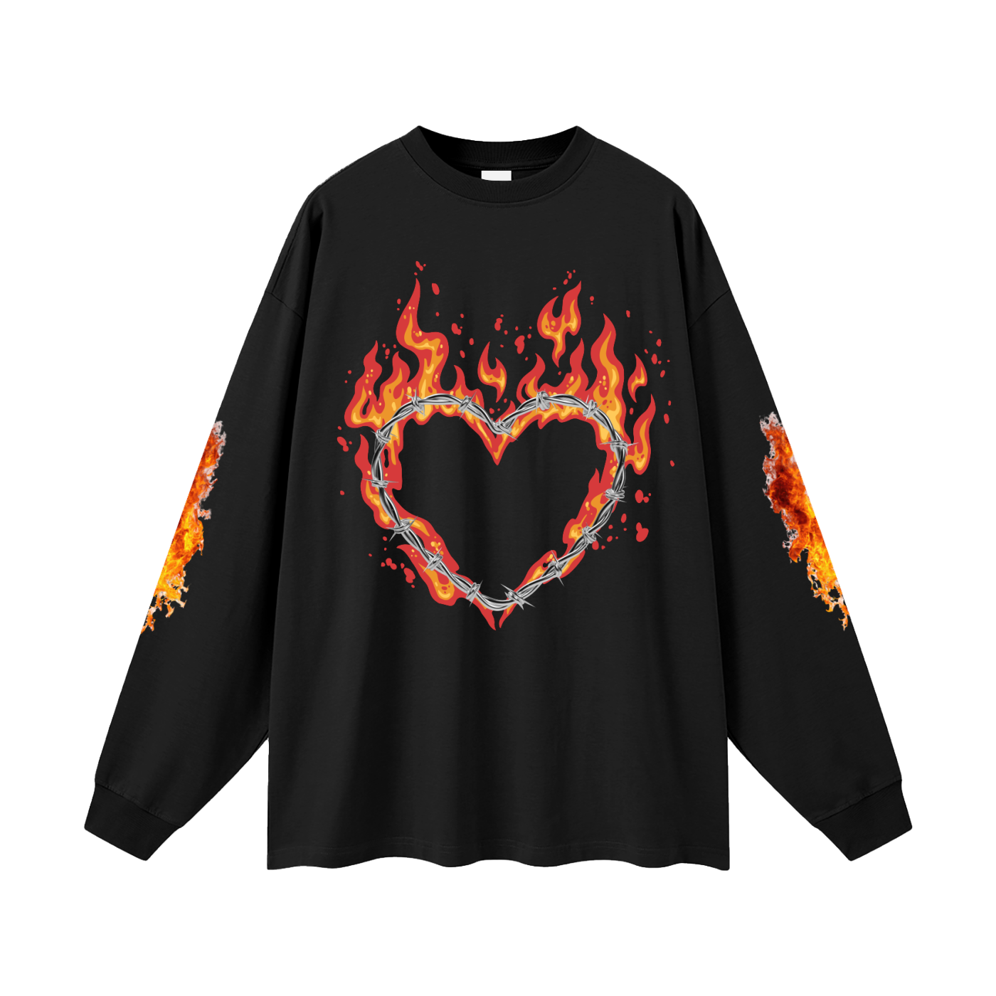 In For The Thrill Flaming Oversized Unisex Long Sleeve T-Shirt