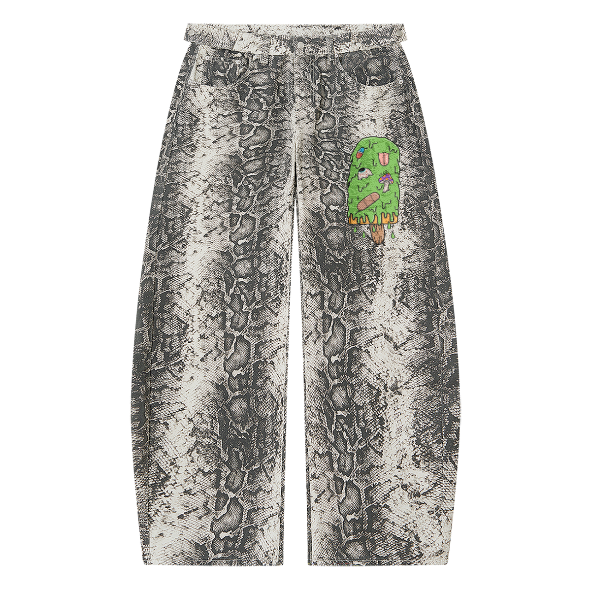 Art By Kelz Men's Snake Print Barrel Leg Pants