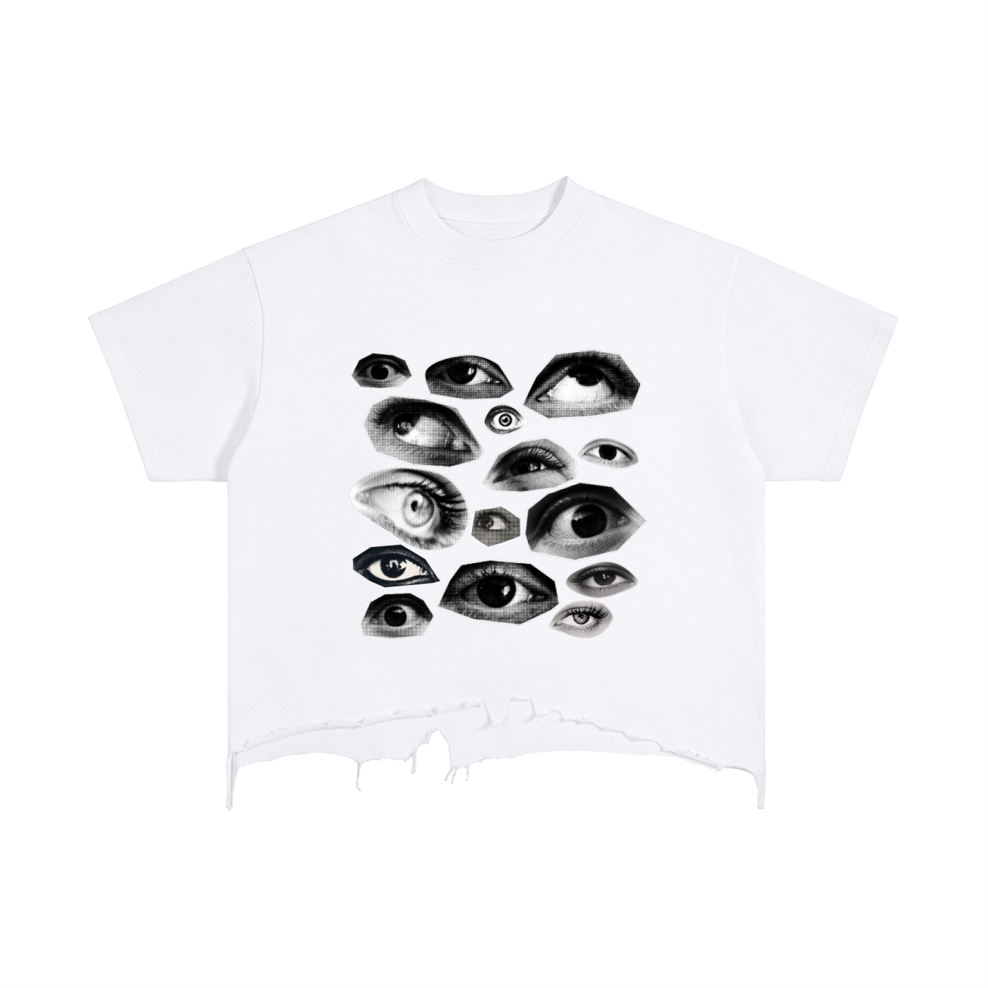 Eyes Vintage Wash Boxy Distressed Hem T-Shirt