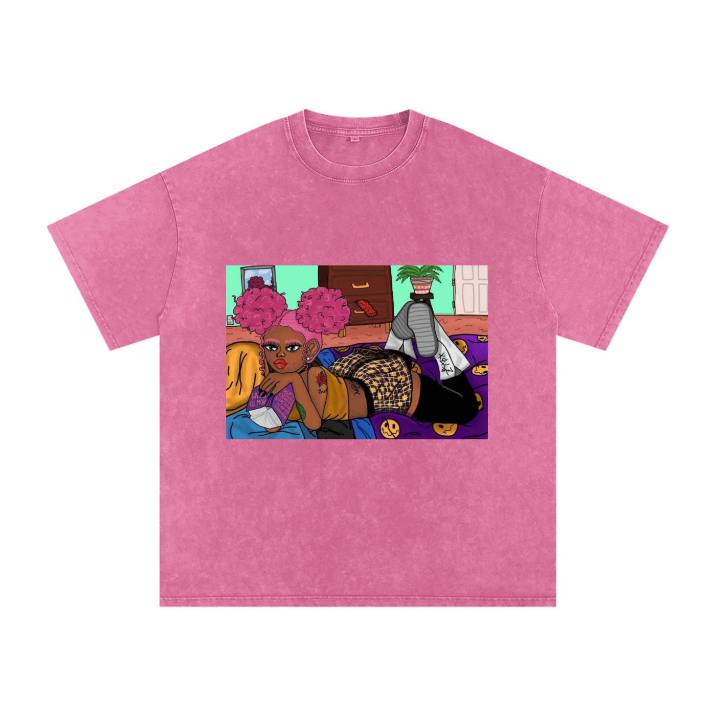 Home Body Girl Acid Wash Oversize T-Shirt