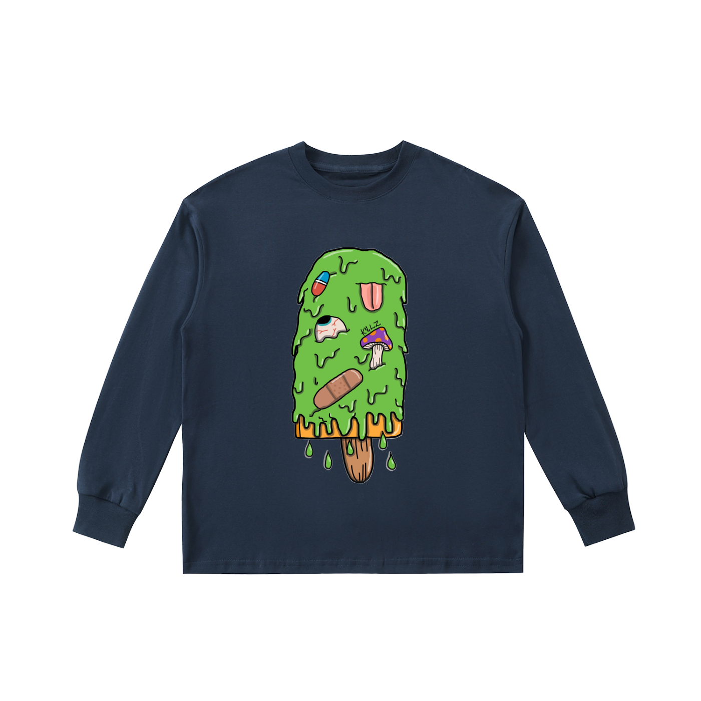 Kids' Trippy Art By Kelz Ice Cream Logo Quick-Dry Cotton Long-Sleeve Tee