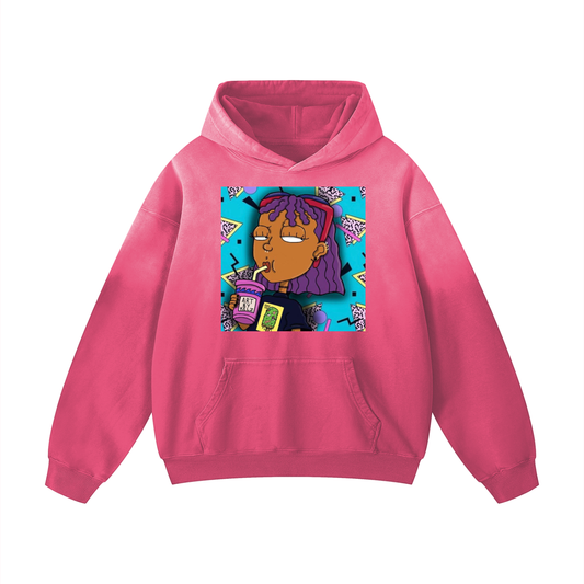 Nostalgia Cartoon Heavyweight Sunfade Oversized Hoodie