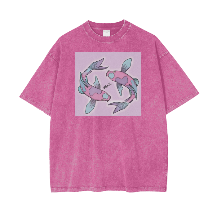 Koi Fish Oversized Snow Wash T-Shirt