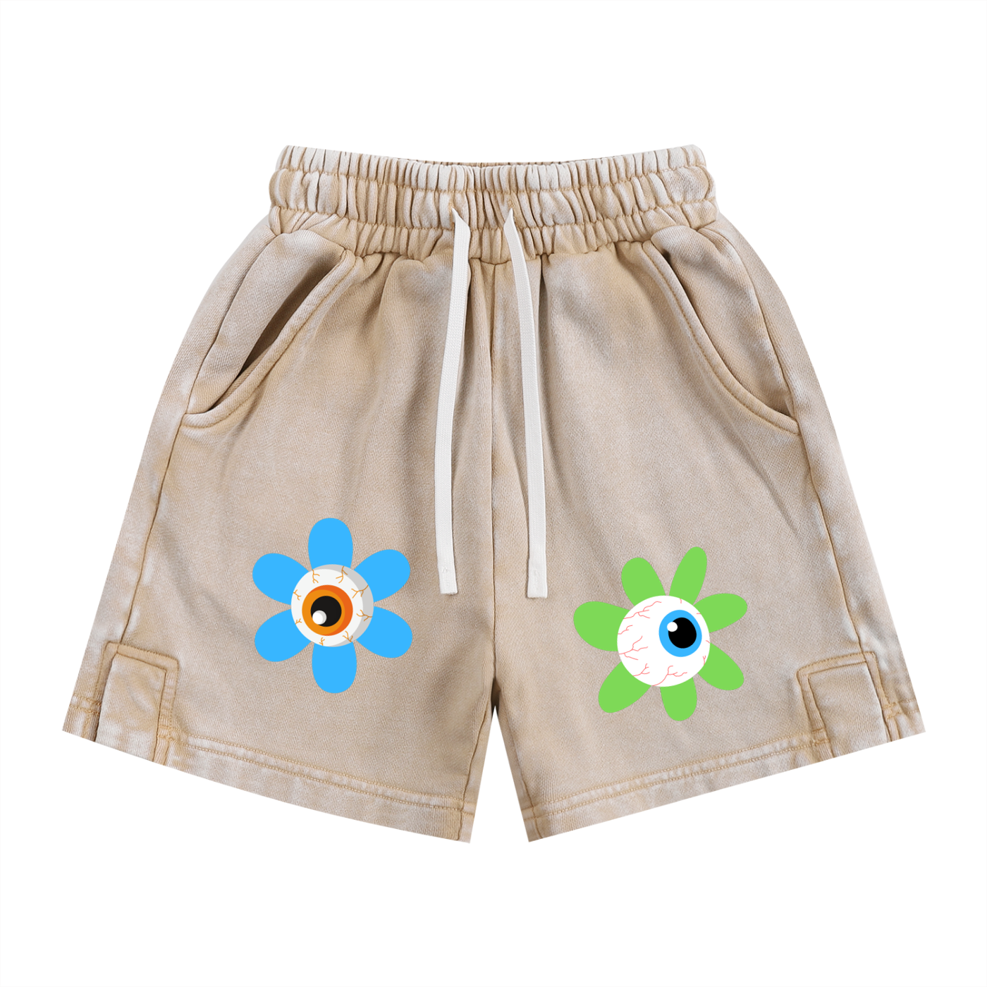 Kids' Eyeball Flowers Snow Washed Shorts