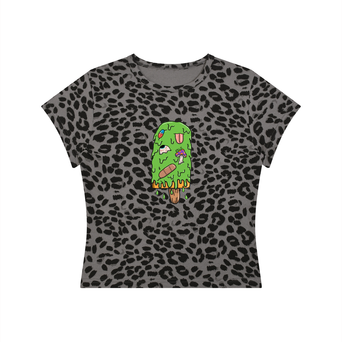 Art By Kelz Logo Women’s Leopard Print Crop T-Shirt