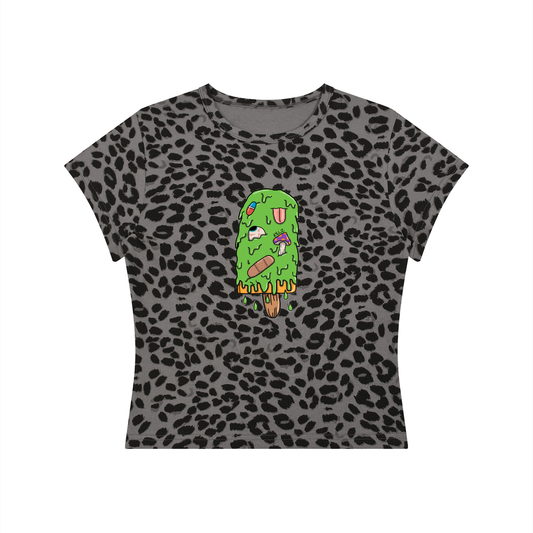 Art By Kelz Logo Women’s Leopard Print Crop T-Shirt