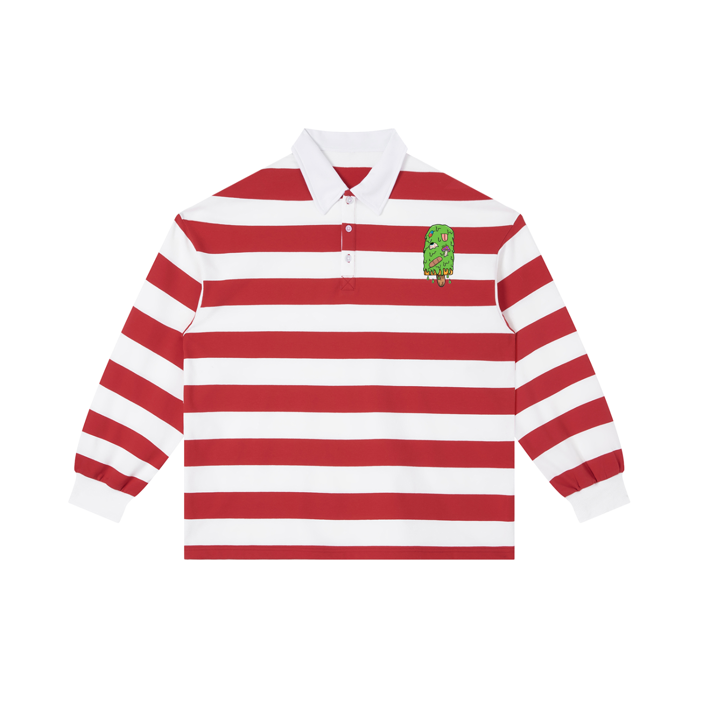 Trippy Ice Cream Color Block Stripe Polo Shirt