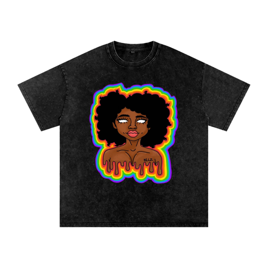 Aura Girl Acid Wash Oversize T-Shirt
