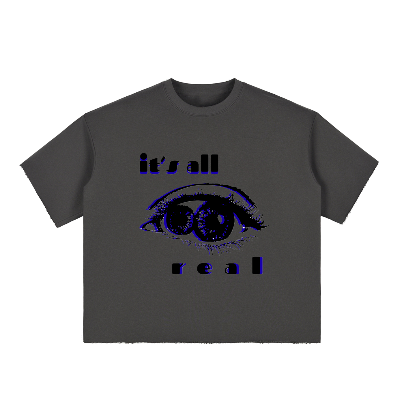 It's All Real Tripped-Out Boxy Half-Sleeve Raw-Edge T-Shirt