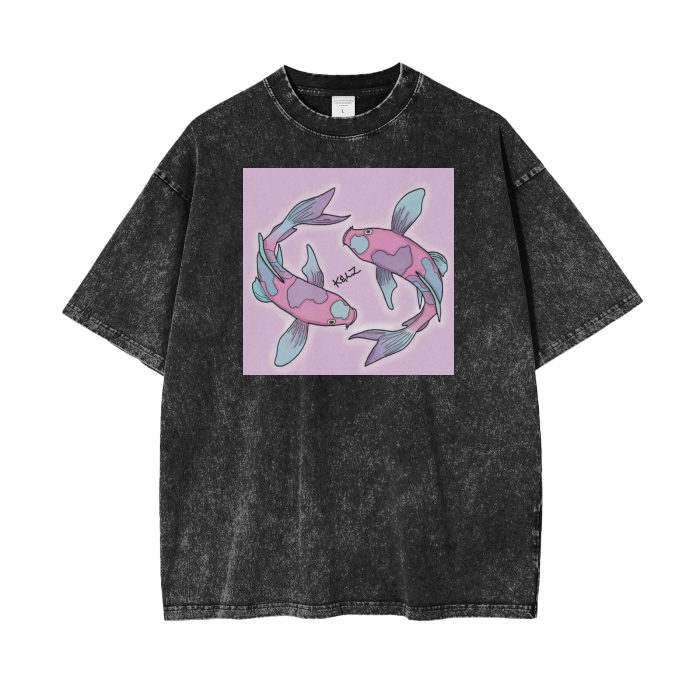 Koi Fish Oversized Snow Wash T-Shirt