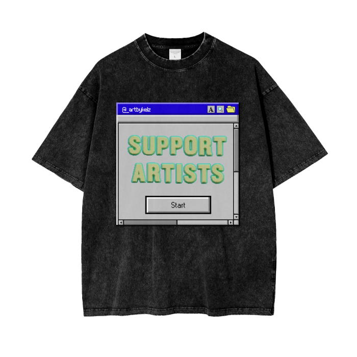 Support Artists Nostalgic Digital Acid Washed Oversized Tees