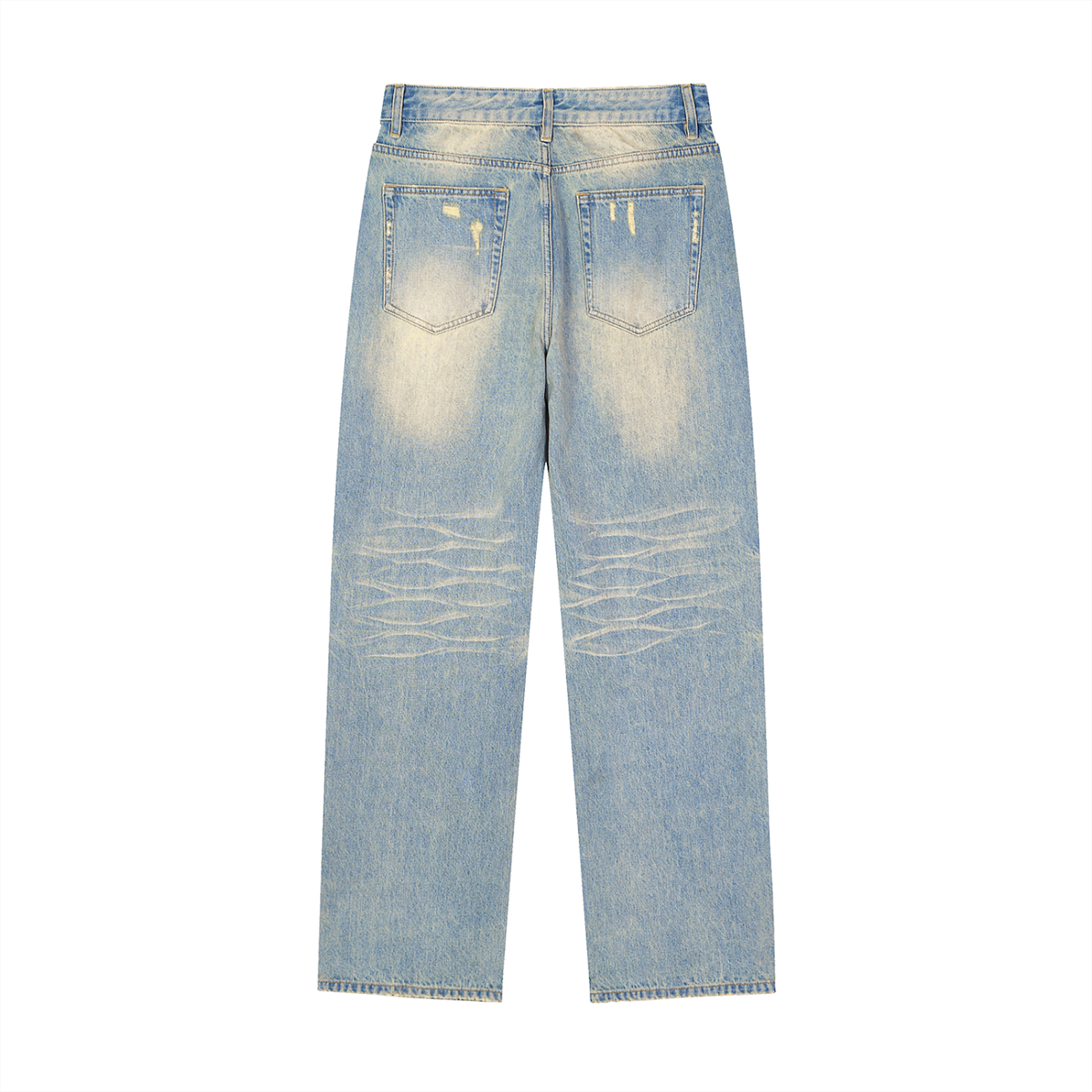 Eyeball Flowers Sun Fade Raw Hem Denim Jeans