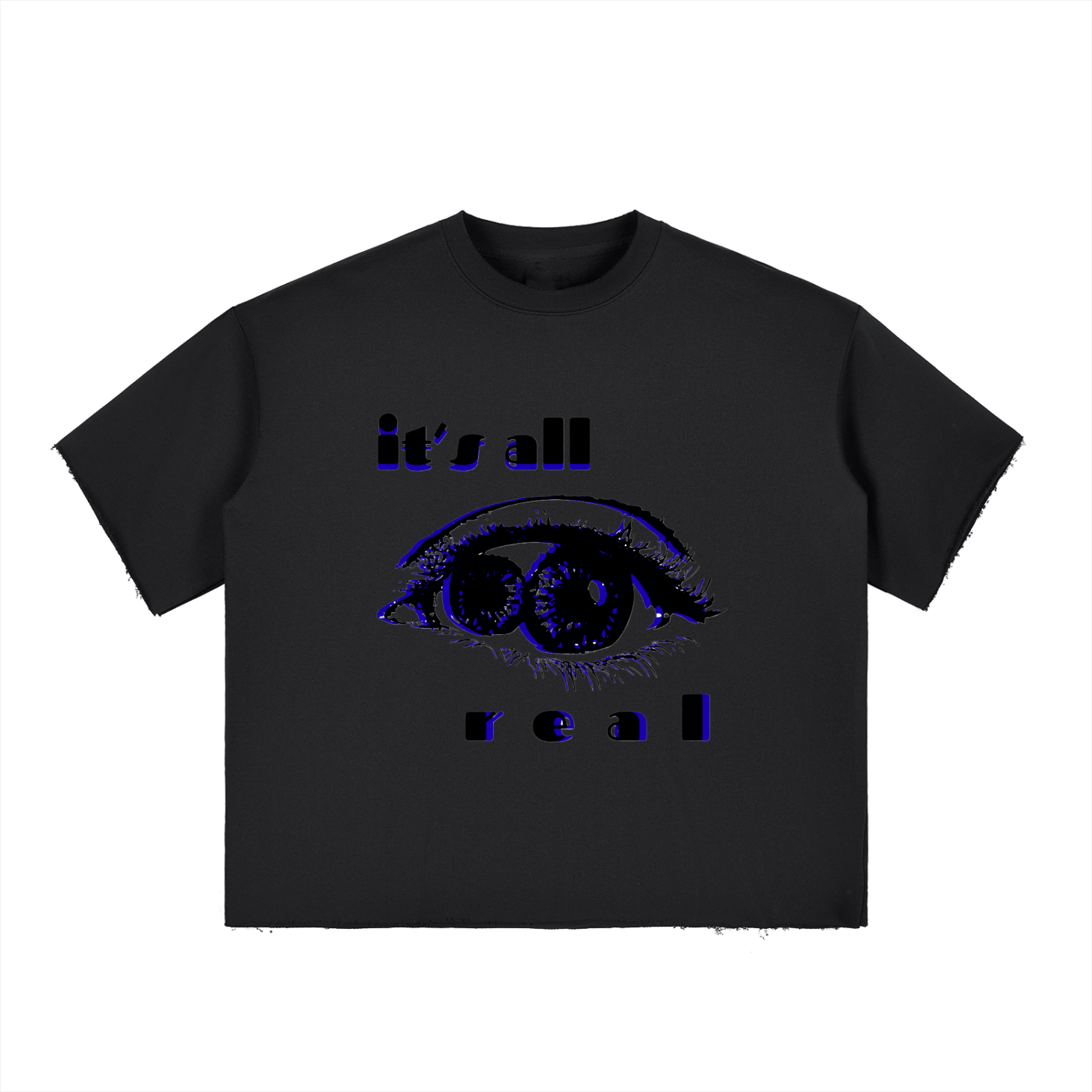It's All Real Tripped-Out Boxy Half-Sleeve Raw-Edge T-Shirt