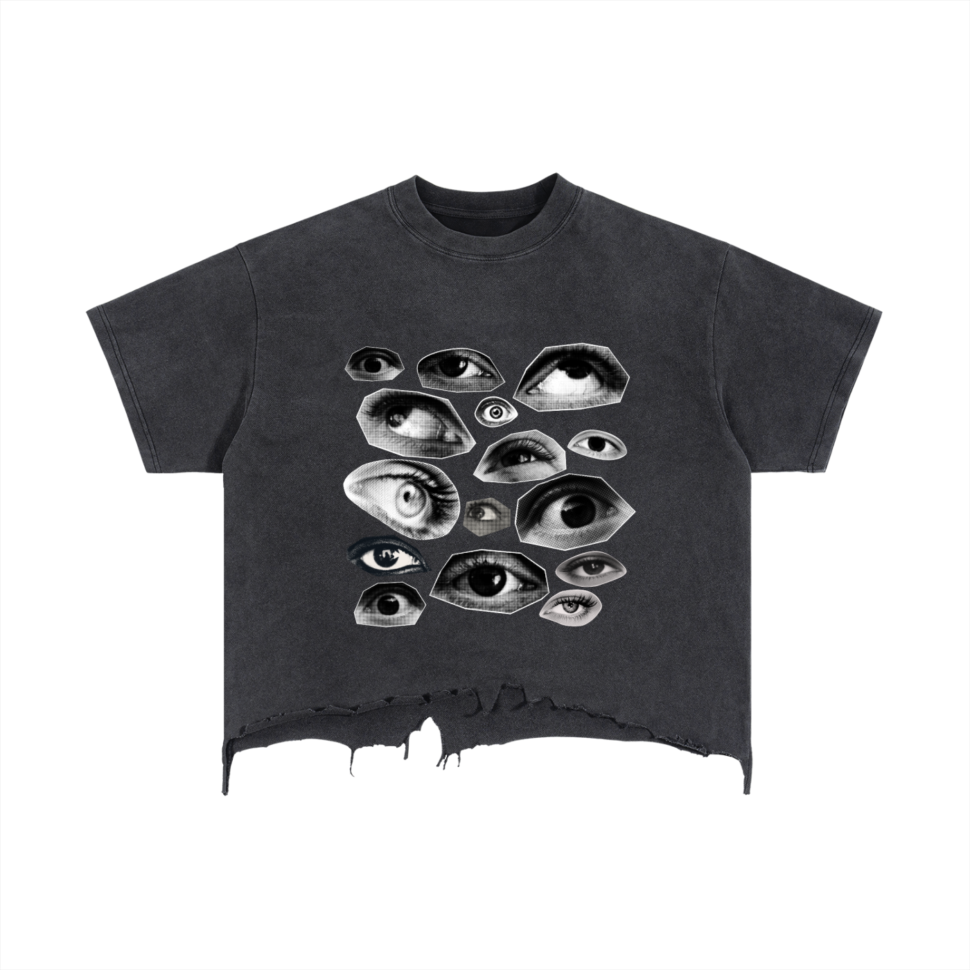 Eyes Vintage Wash Boxy Distressed Hem T-Shirt