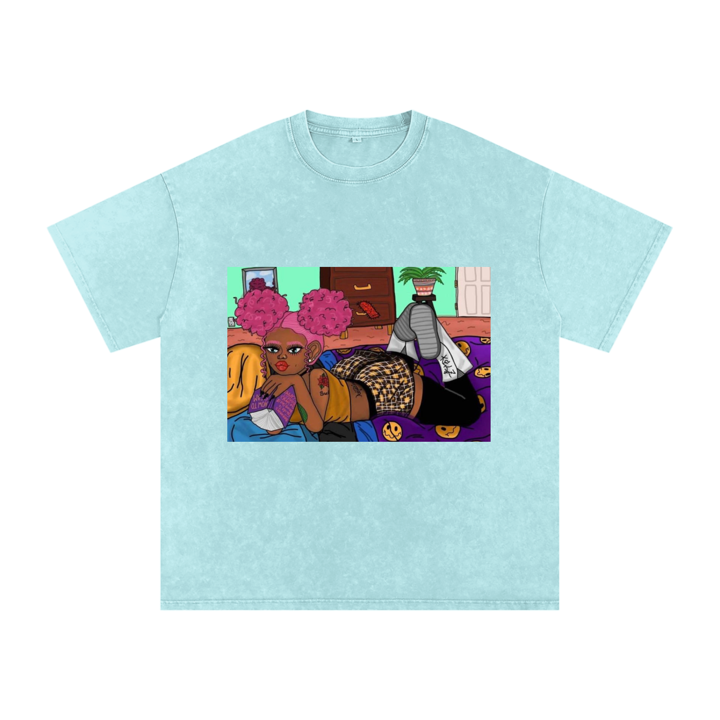 Home Body Girl Acid Wash Oversize T-Shirt