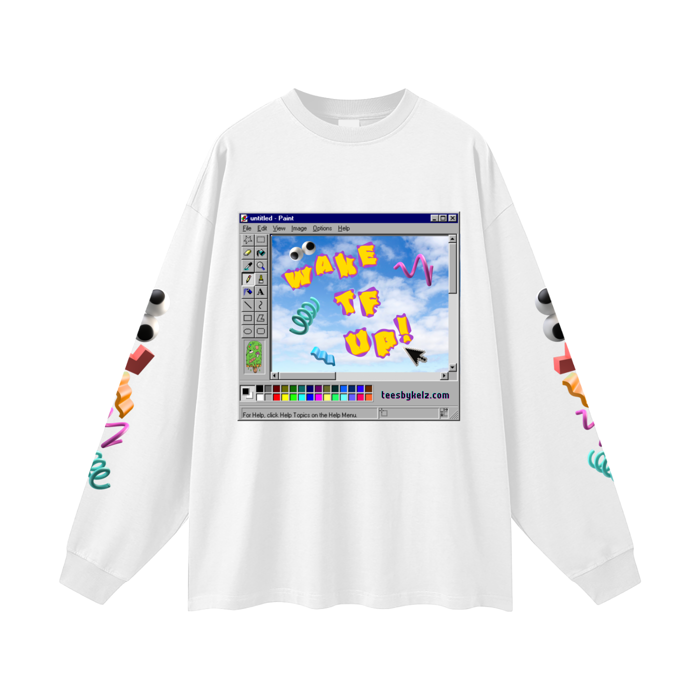 Wake TF Up! Nostalgic 90s Vibe Oversized Unisex Long Sleeve T-Shirt