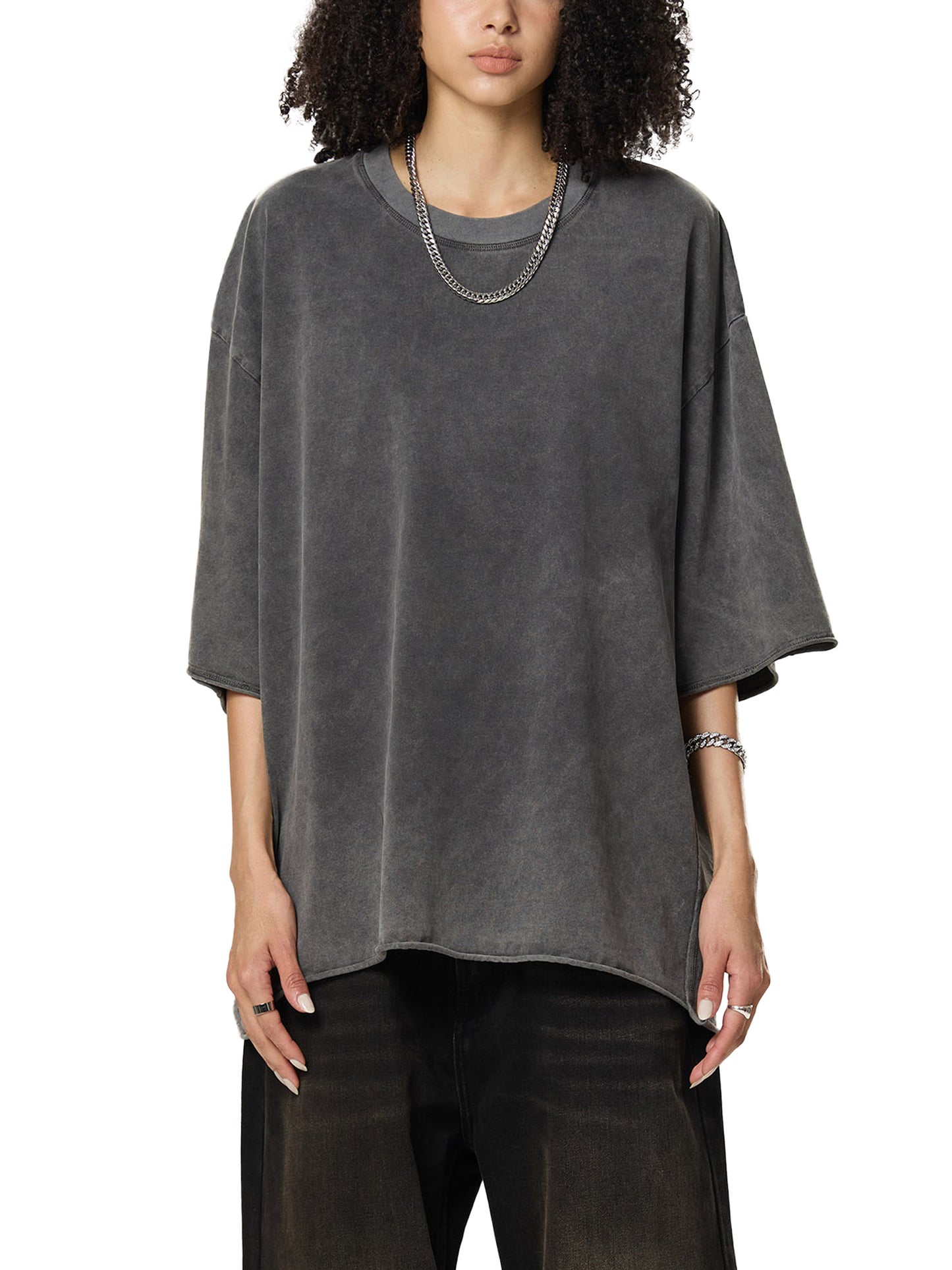 In For The Thrill Flaming Raw Edge Snow Washed Boxy T-Shirt