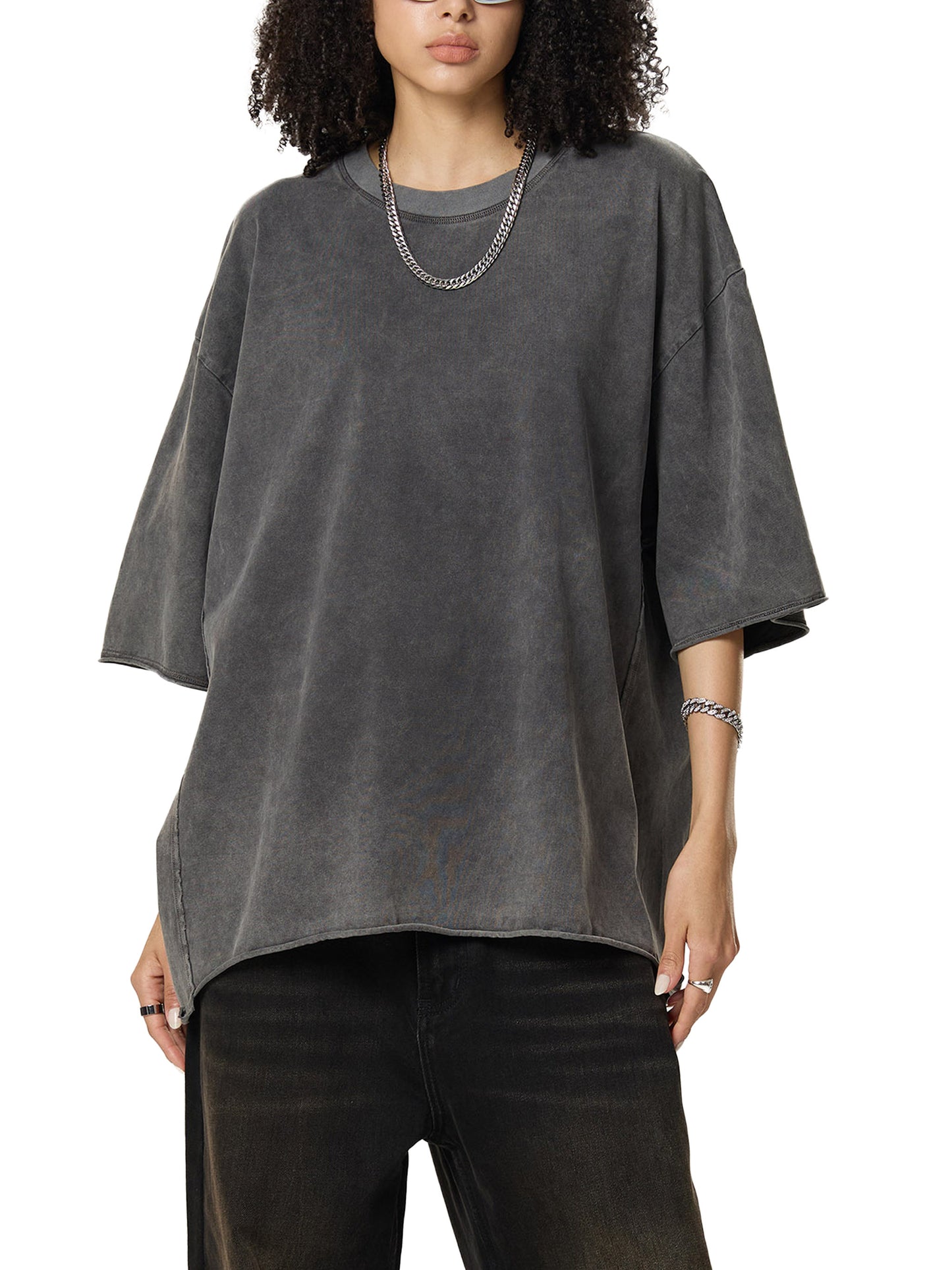 In For The Thrill Flaming Raw Edge Snow Washed Boxy T-Shirt